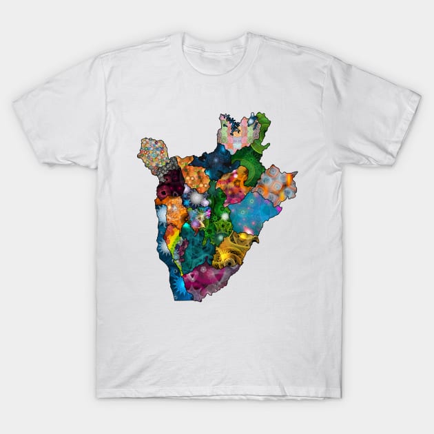 Spirograph Patterned Burundi Province Map T-Shirt by RachelEDesigns